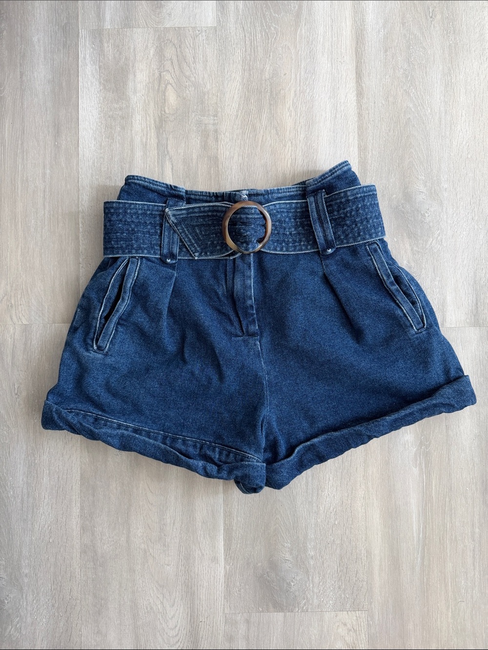 Sézane Rome Denim Belted Women’s Shorts, Size 36 (US 4)